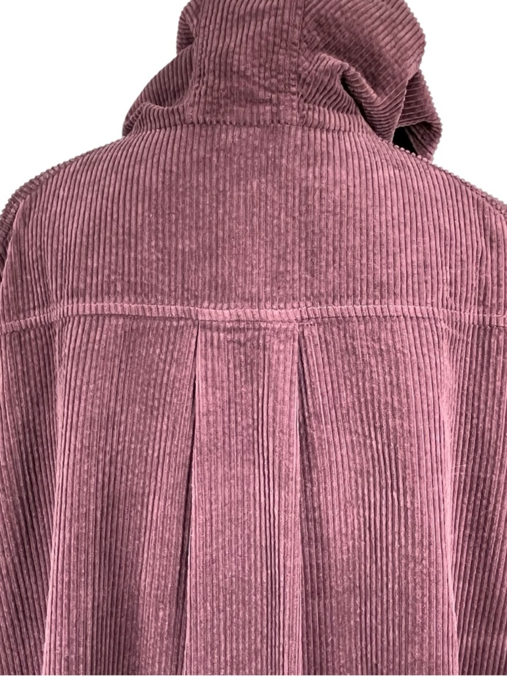 J. Jill Purple Corduroy Coat Hooded Button-Up Long Jacket Velvet Plum Spring - Picture 6 of 11